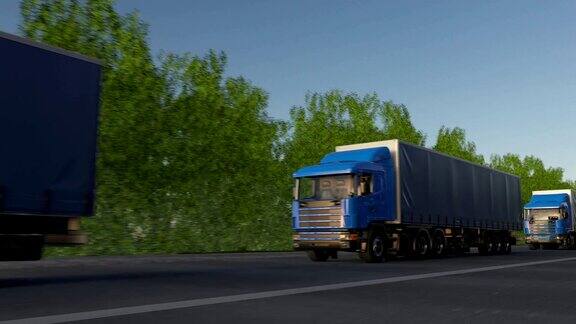 货运半卡车车队道路货物运输无缝循环全高清剪辑