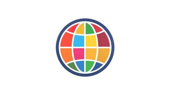 SDGs图像循环动画旋转地球图标在17预定的颜色