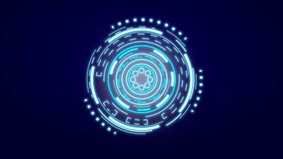 HUD科幻未来显示蓝色的全息图按钮未来的网络技术虚拟现实技术概念4K