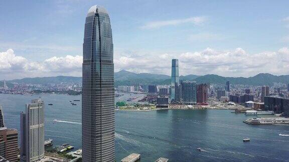 香港摩天大楼的无人机视图