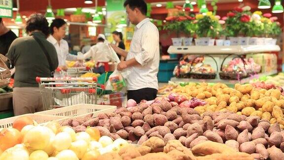 超市生鲜超市购物视频素材蔬菜水果