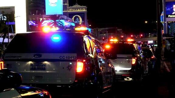 拉斯维加斯夜间值班的警车