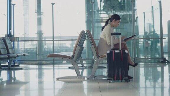 年轻的亚洲女乘客在机场