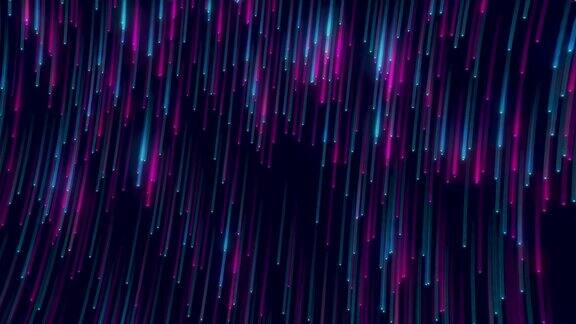流星射击光速太空旅行彩色发光的光雨霓虹线背景动画数字签名与许多火球从天空落下