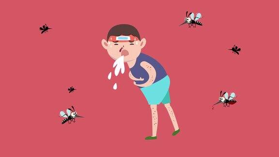 蚊子是登革热和寨卡病毒的载体蚊子控制矢量插图设计