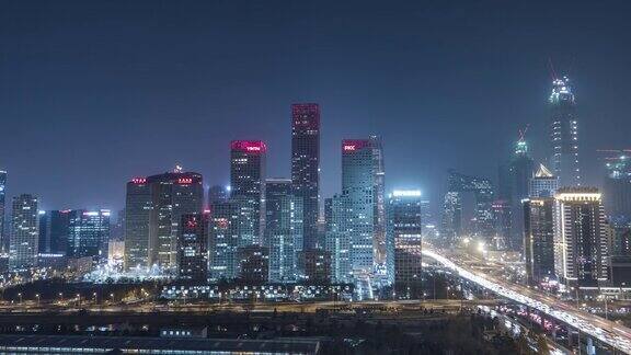 北京CBD夜间鸟瞰图