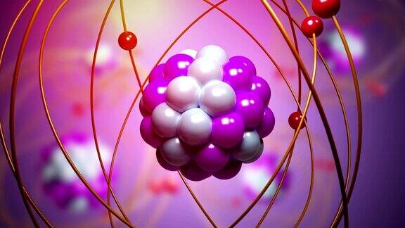 在原子中运动的基本粒子物理概念3D渲染循环动画
