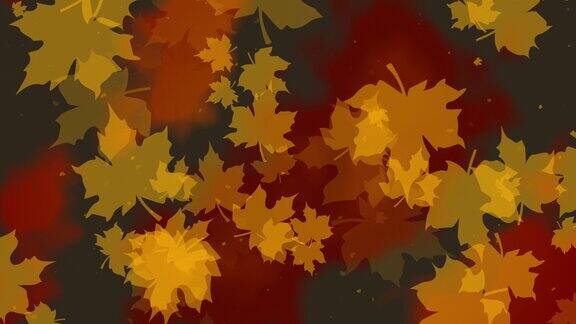 黑色抽象圆形秋天背景与落下的黄叶