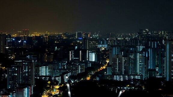 城市夜晚的交通时间流逝