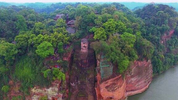 航拍中国乐山大佛4k