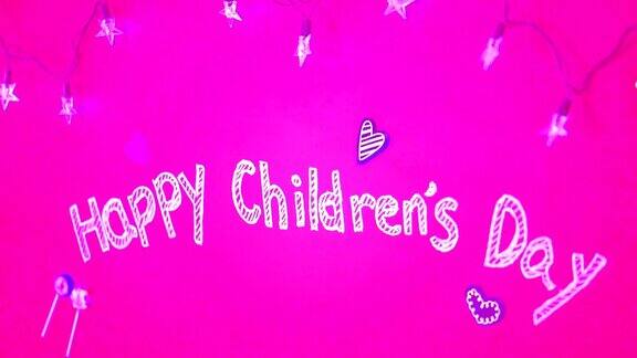 粉色的儿童节快乐背景视频