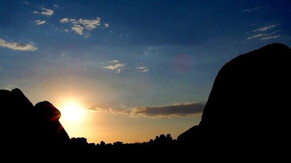 骷髅岩约书亚树国家公园清晨时光流逝