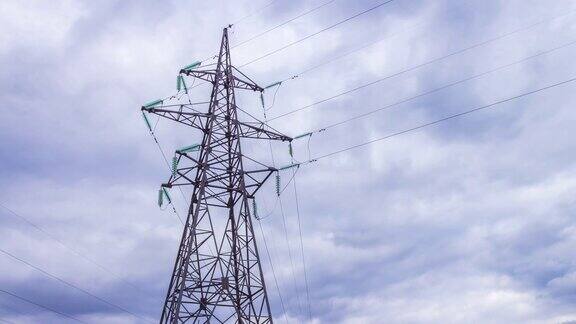 能源产业支架上的高压电线发电站远距离电能的生产和运输触电危险