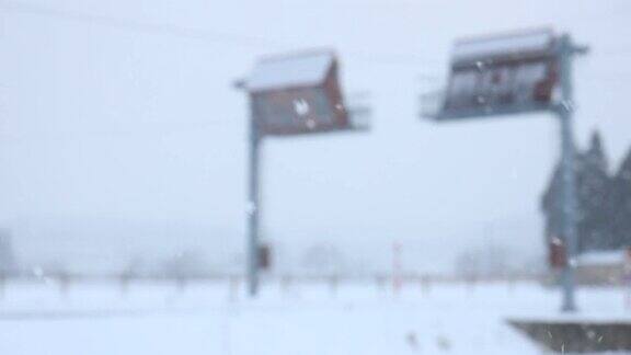 冬天下雪的日本田园风光自然景观