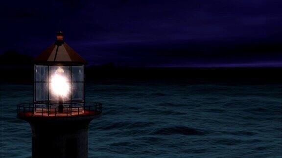 暴风雨海上的灯塔
