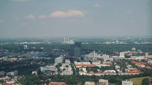 锁定的慕尼黑市中心全景从电视塔向郊区慕尼黑德国竞技场