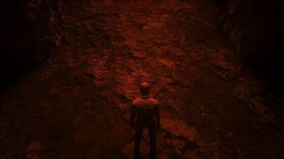罪人一个孤独的罪人站在地狱之门前地狱火宗教现实的4k的动画
