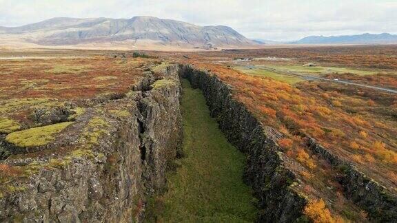 Thingvellir国家公园冰岛大陆分水岭Þingvellir鸟瞰图