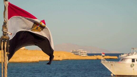 以海岸线为背景的埃及国旗