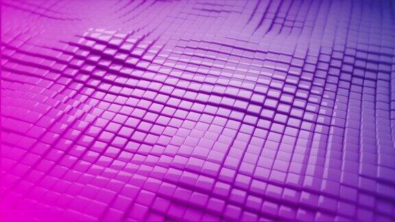 三维立方体丝绒紫外波浪技术背景抽象流畅的网格波浪分形波浪背景网格由点和线组成的网格大数据连接无缝循环动画