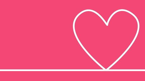心形在粉红色的背景上用白色笔画爱心卡片的动画Loopable