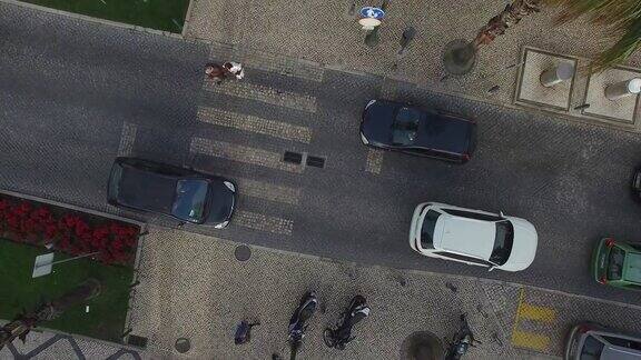 俯视图的街道无人机