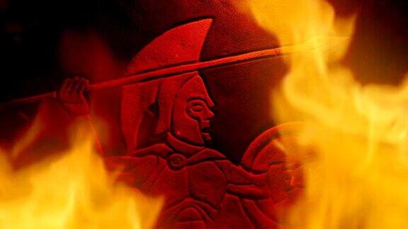 火中的斯巴达希腊勇士艺术