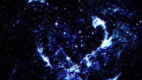 无缝循环动画飞进外太空星云与发光的恒星也被称为天鹅座环4K3D渲染空间探索星云PIA15415星座天鹅座元素