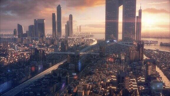 日落3D城市的未来