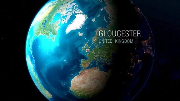 英国-格洛斯特-从太空到地球