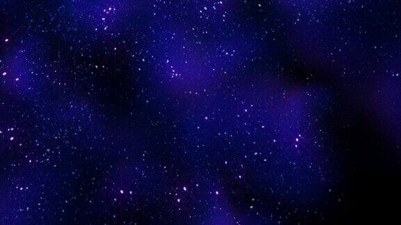 蓝色的星空和飞翔在银河中闪闪发光
