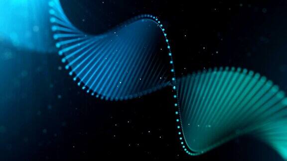 抽象DNA链动画在蓝色旋转