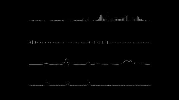 4K简单的均衡器在黑色背景上的白色运动图形和动画设置背景