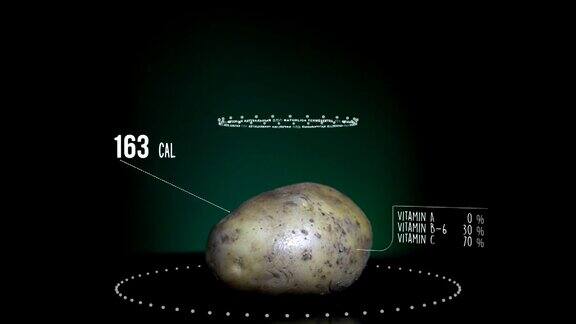 马铃薯含有维生素、微量元素和矿物质的信息图能量卡路里和成分