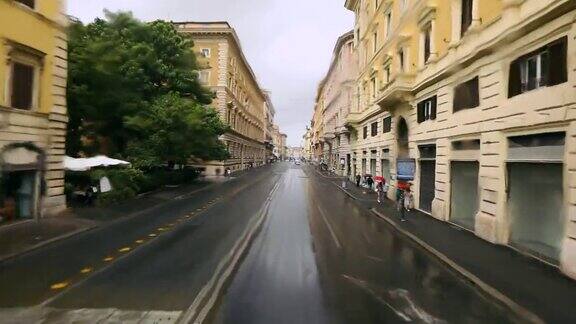下雨时意大利空荡荡的街道罗马空荡荡的街道