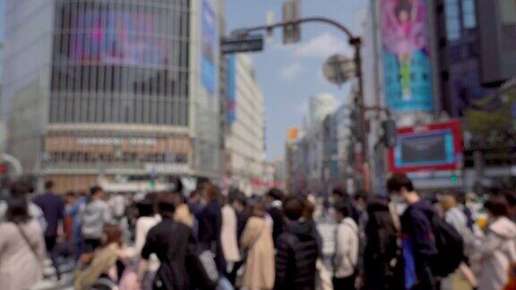 日本涩谷游客拥挤的慢镜头