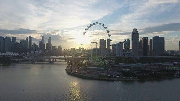 新加坡地标性金融商业区的鸟瞰图