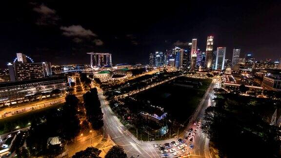 新加坡城市在晚上滨海湾的时间推移新加坡HD时间推移