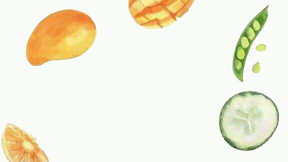 水果和蔬菜水彩画