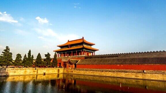 日落时分中国北京不同视角的故宫博物院后门
