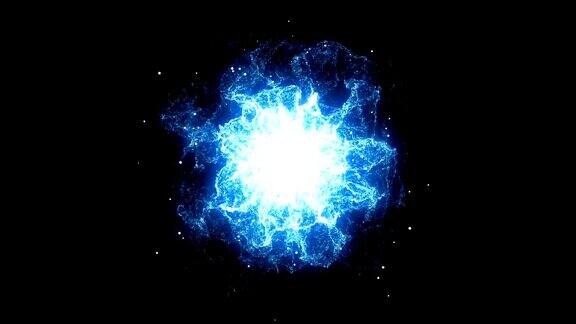 三维渲染抽象宇宙爆炸冲击波蓝色能量在黑色背景纹理效果