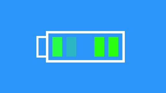 4k电池充放电在色度bg动画电池形状移动现代电池图标动画技术电池符号运动图形在超高清绿色屏幕充满电的图标
