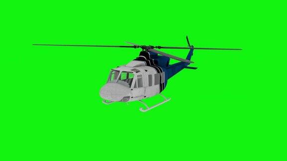 现实的直升机飞行动画绿屏4k镜头
