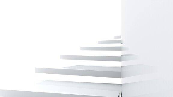爬上螺旋楼梯靠近光滑的墙壁3d渲染计算机生成的抽象背景