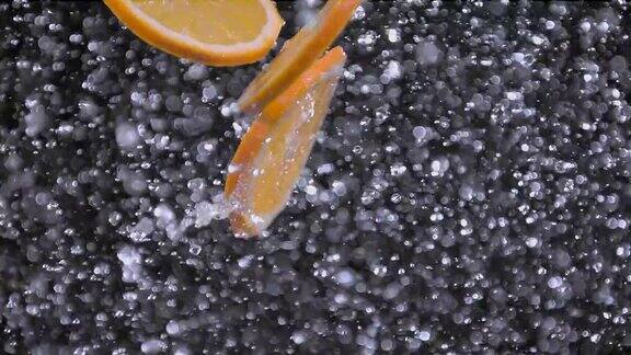 橙子泼水超级慢动作1000帧秒
