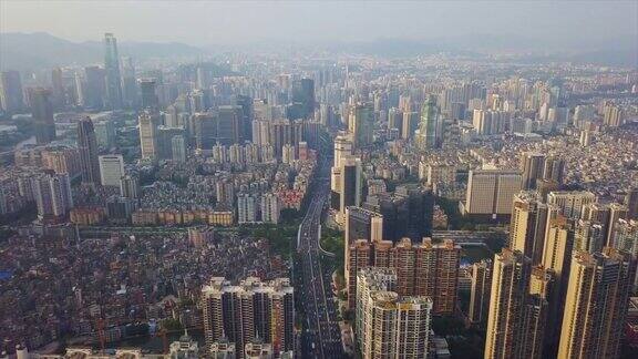 日落时分广州市区贫民窟街区交通航拍全景4k中国