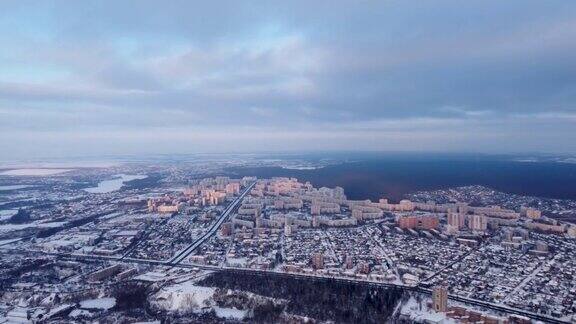 空中哈尔科夫城市奥列克西伊夫卡全景图