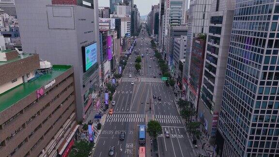 无人机拍摄的韩国首尔市江南路