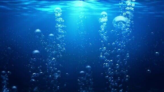 水下气泡场景蓝色的Loopableα无光
