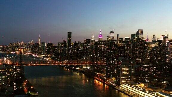 纽约夜空的航拍视频